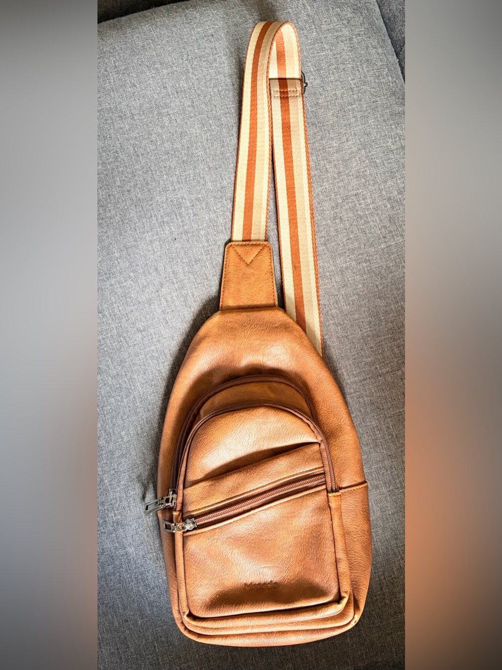 Mroede Vegan Leather Sling Crossbody Bag in brown